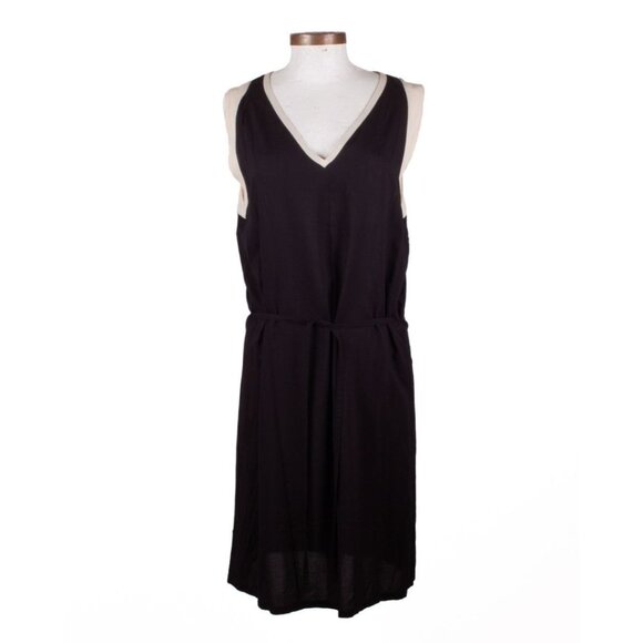 ANN DEMEULEMEESTER black white rayon silk sleeveless dress
